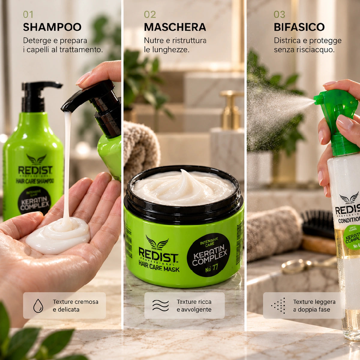 Kit lavaggio riparatore alla cheratina