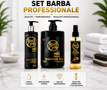 Set Barba Professionale Redone Gold - Gel Rasatura 1000ml + Dopobarba Crema  + Dopobarba Cologne Spray ( Omaggio)